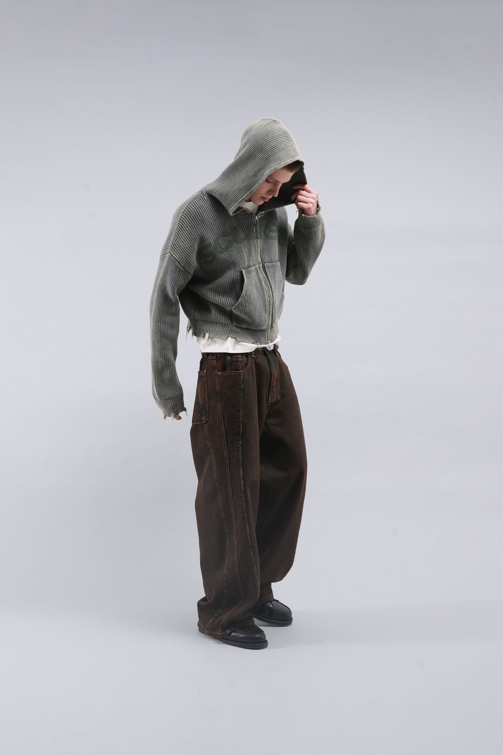 Scuffers Buzz Dusty Green Oversized Knit Half-Zip Sweater - Cozy, Stylish Comfort