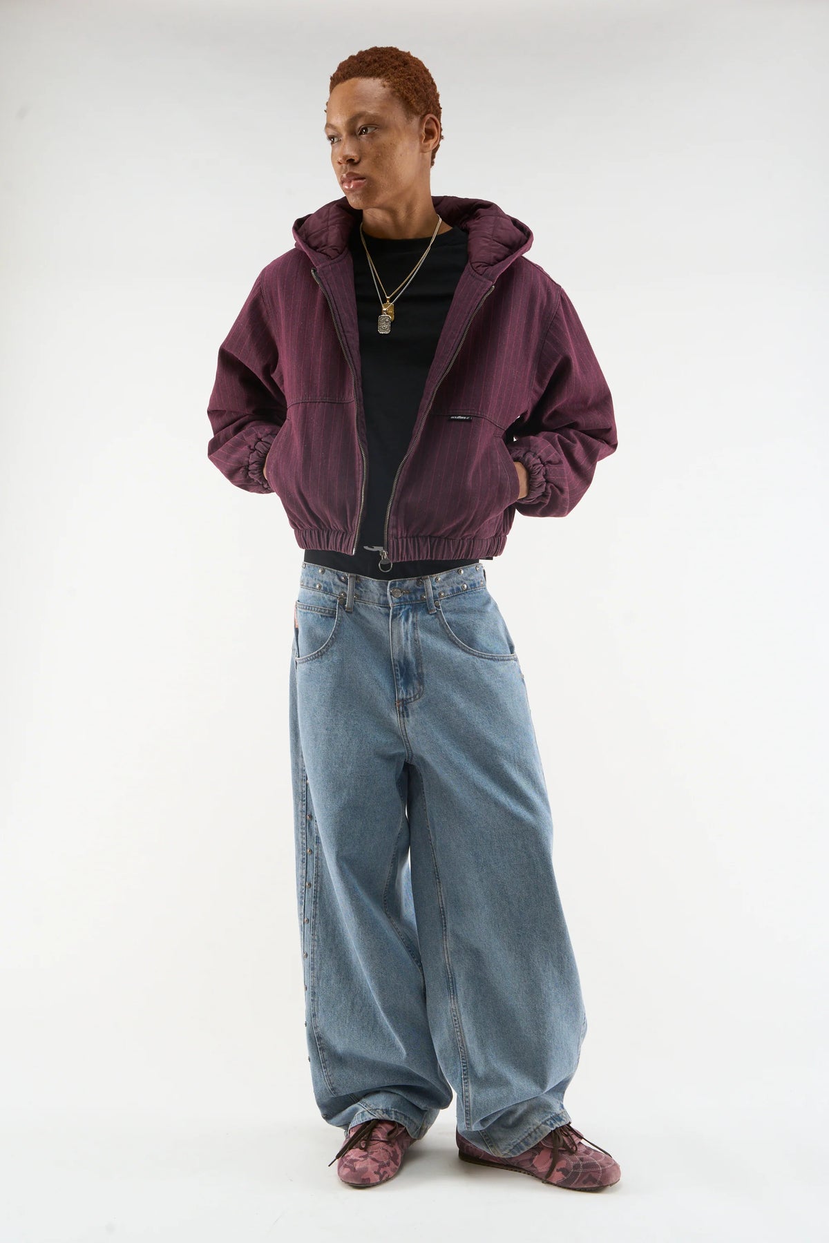 Pinstripe Burgundy Work Jacket