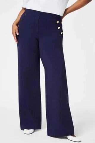 High Stretch Tummy Control Button Wide Leg Pants