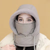 Plush-Lined Thermal Hat with Face Mask - Comfort for Skiing/Mountaineering