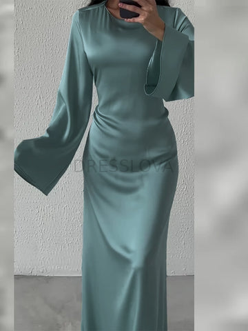 Flared Sleeve Fishtail Dress