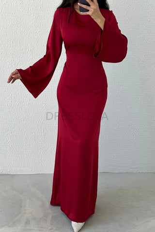 Flared Sleeve Fishtail Dress